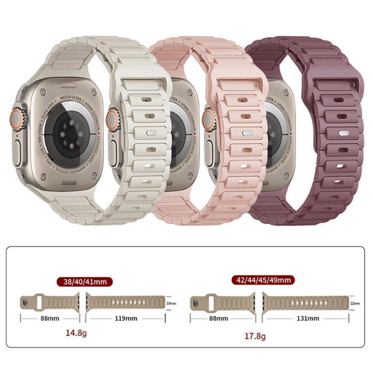 For Apple Watch SE 2023 44mm Tri-beads Loop Buckle Silicone Watch Band(Rose Red)