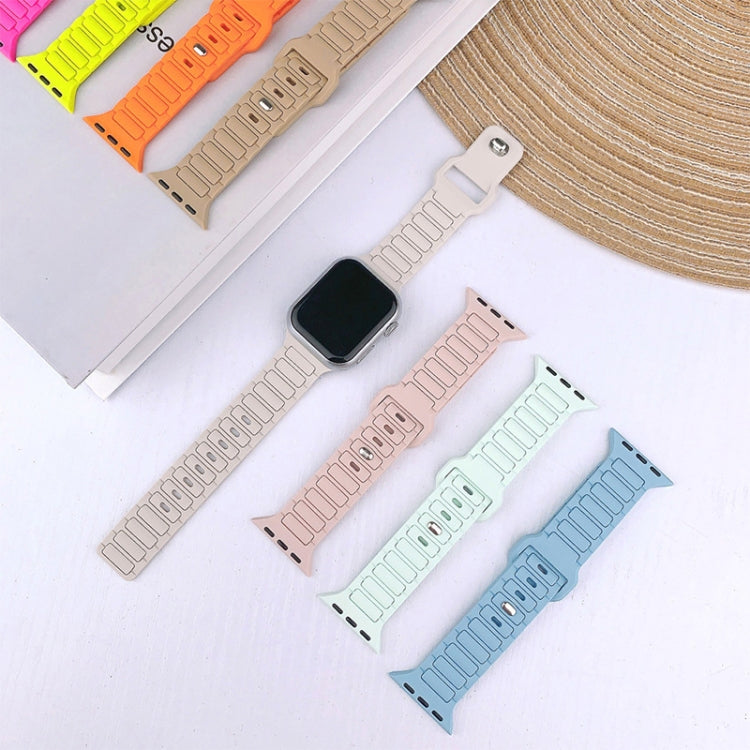 For Apple Watch SE 2023 44mm Tri-beads Loop Buckle Silicone Watch Band(Rose Red)