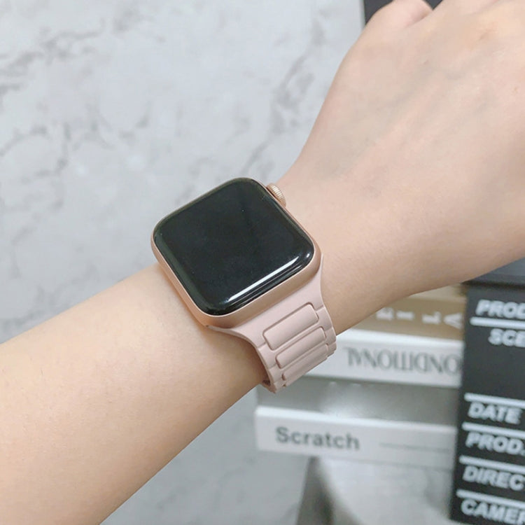 For Apple Watch SE 2023 44mm Tri-beads Loop Buckle Silicone Watch Band(Rose Red)