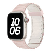 For Apple Watch Series 9 41mm Tri-beads Magnetic Hoop Silicone Watch Band(Pink Starlight)