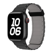 For Apple Watch Series 7 41mm Tri-beads Magnetic Hoop Silicone Watch Band(Black Grey)