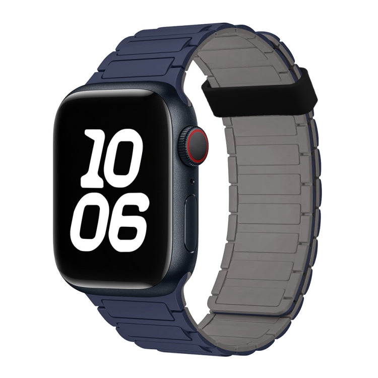 For Apple Watch Series 7 45mm Tri-beads Magnetic Hoop Silicone Watch Band(Indigo Grey)