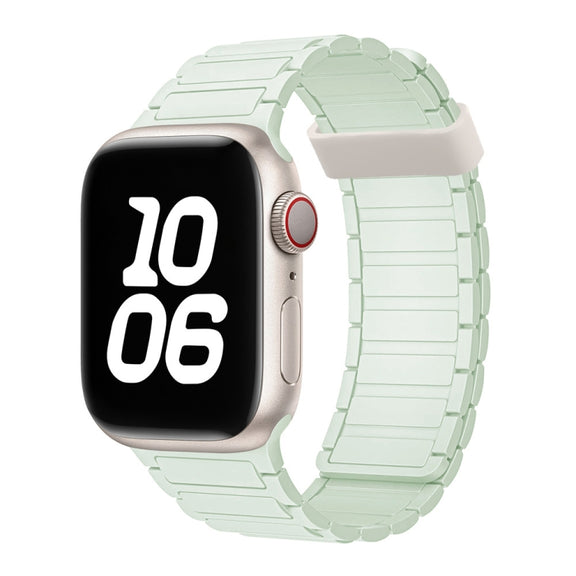 For Apple Watch SE 40mm Tri-beads Magnetic Hoop Silicone Watch Band(Light Mint)