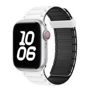 For Apple Watch Series 6 44mm Tri-beads Magnetic Hoop Silicone Watch Band(White Black)