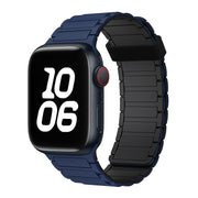 For Apple Watch Series 4 40mm Tri-beads Magnetic Hoop Silicone Watch Band(Dark Blue Black)