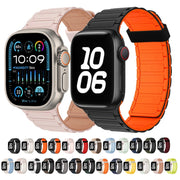 For Apple Watch SE 40mm Tri-beads Magnetic Hoop Silicone Watch Band(Midnight Chocolate)