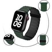 For Apple Watch Series 7 45mm Tri-beads Magnetic Hoop Silicone Watch Band(Fluorescent Green)