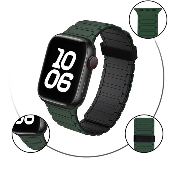 For Apple Watch SE 40mm Tri-beads Magnetic Hoop Silicone Watch Band(Starlight Orange)