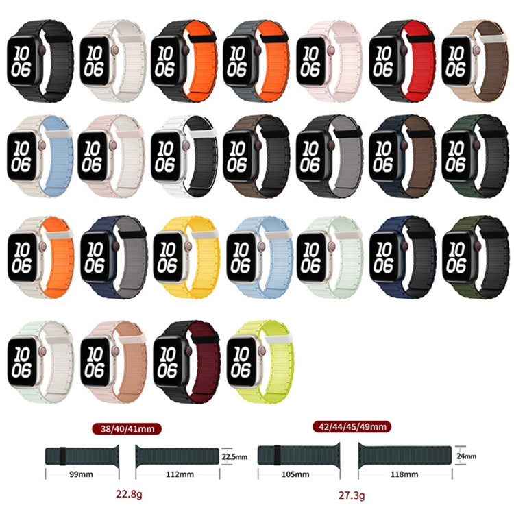 For Apple Watch SE 2023 40mm Tri-beads Magnetic Hoop Silicone Watch Band(Light Mint Starlight)