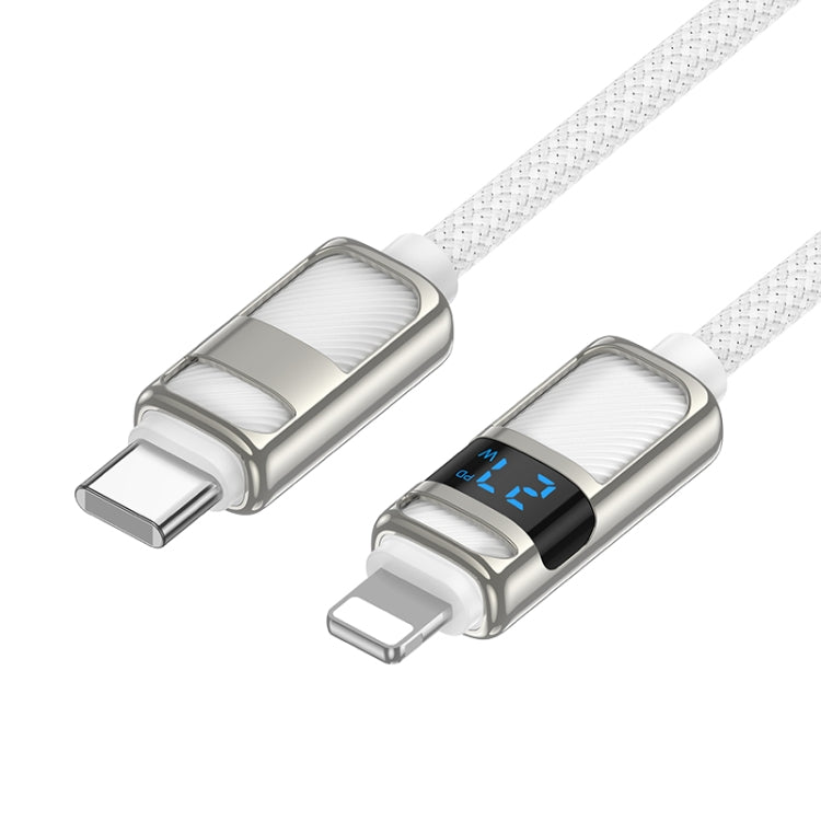 hoco U137 USB-C / Type-C to 8 Pin Line PD Charging Data Cable with Display, Length:1.2m(White)