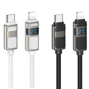 hoco U137 USB-C / Type-C to 8 Pin Line PD Charging Data Cable with Display, Length:1.2m(White)