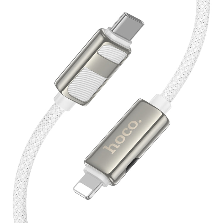 hoco U137 USB-C / Type-C to 8 Pin Line PD Charging Data Cable with Display, Length:1.2m(White)