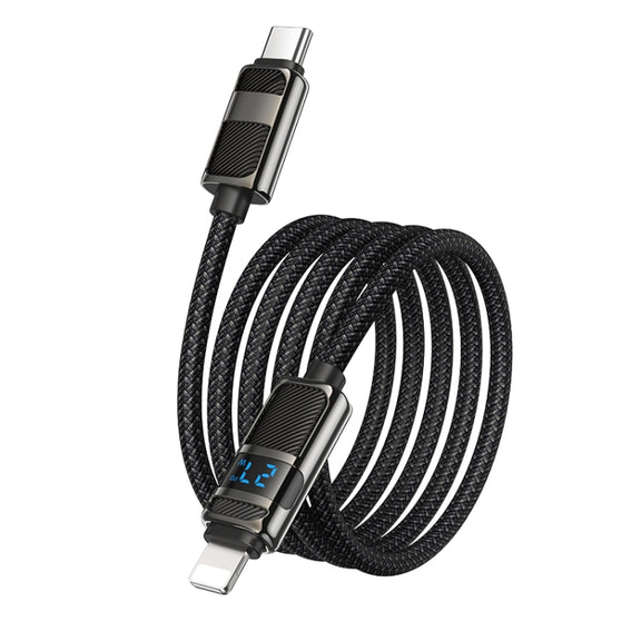 hoco U137 USB-C / Type-C to 8 Pin Line PD Charging Data Cable with Display, Length:1.2m(White)