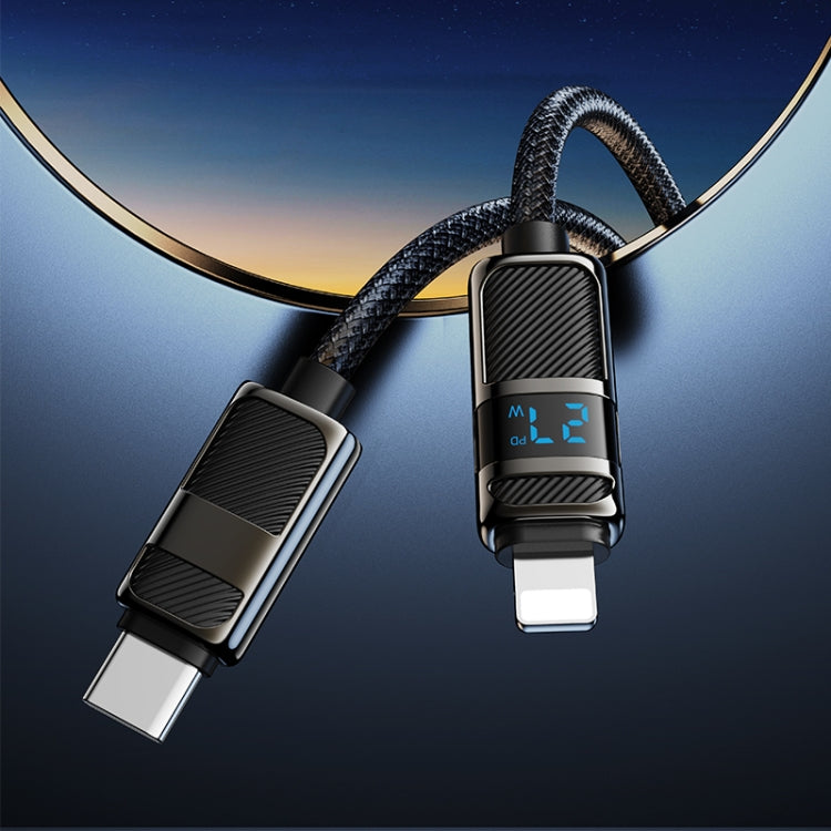 hoco U137 USB-C / Type-C to 8 Pin Line PD Charging Data Cable with Display, Length:1.2m(White)