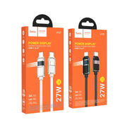 hoco U137 USB-C / Type-C to 8 Pin Line PD Charging Data Cable with Display, Length:1.2m(White)