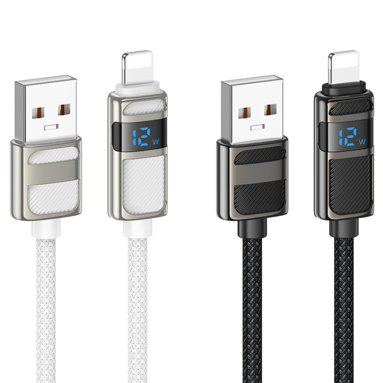 hoco U137 USB to 8 Pin Line 2.4A Charging Data Cable with Display, Length:1.2m(White)