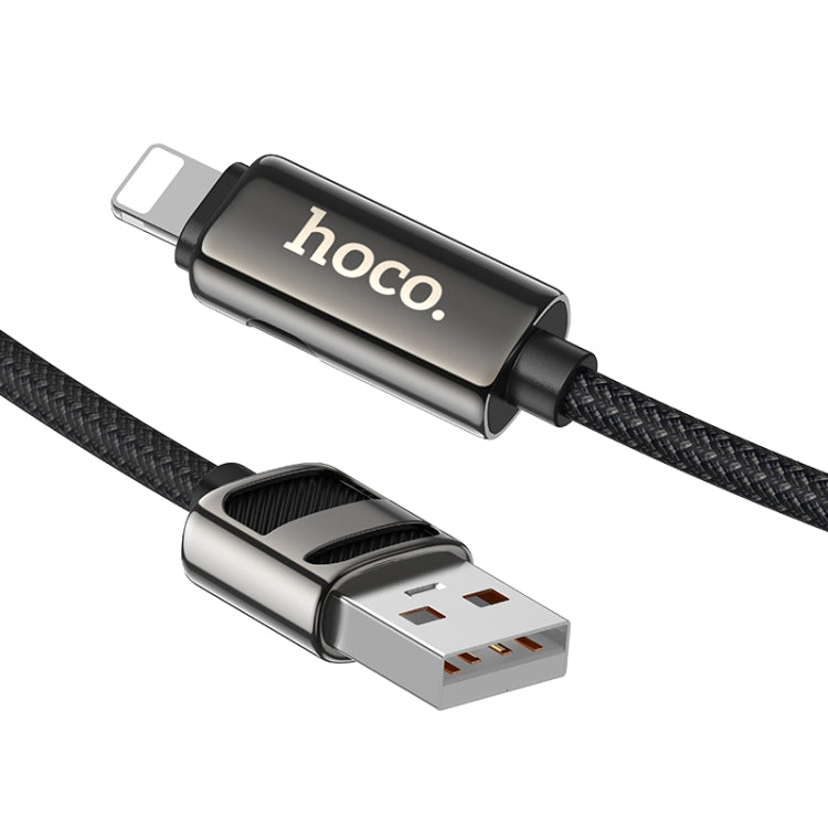 hoco U137 USB to 8 Pin Line 2.4A Charging Data Cable with Display, Length:1.2m(White)