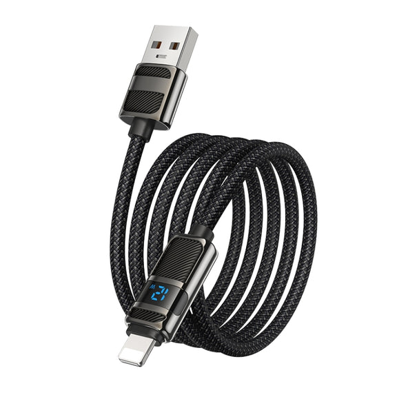 hoco U137 USB to 8 Pin Line 2.4A Charging Data Cable with Display, Length:1.2m(White)