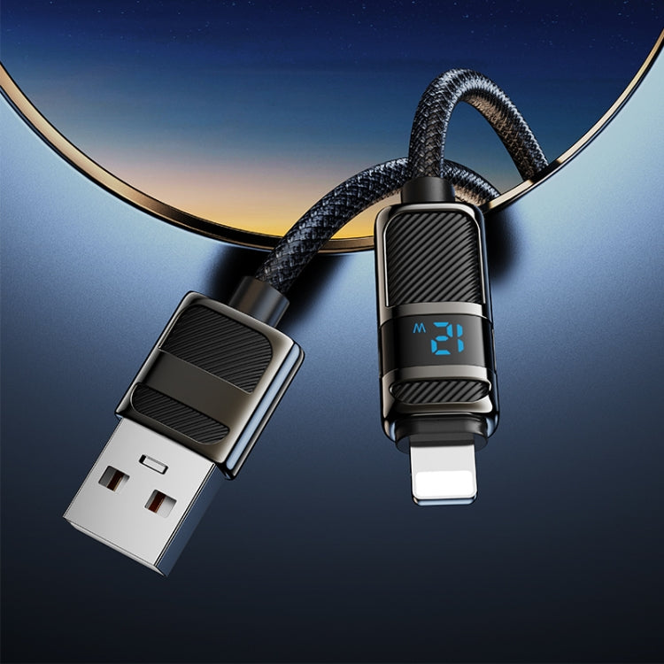 hoco U137 USB to 8 Pin Line 2.4A Charging Data Cable with Display, Length:1.2m(Black)