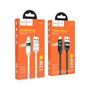 hoco U137 USB to 8 Pin Line 2.4A Charging Data Cable with Display, Length:1.2m(White)