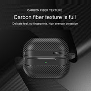 For Samsung Galaxy Buds3 / 3 Pro Carbon Fiber Texture Earphone Protective Case with Carabiner(Black)