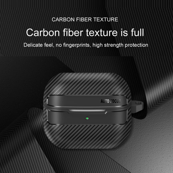 For Samsung Galaxy Buds3 / 3 Pro Carbon Fiber Texture Earphone Protective Case with Carabiner(Black)