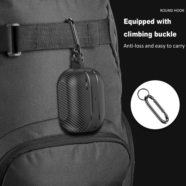 For Samsung Galaxy Buds3 / 3 Pro Carbon Fiber Texture Earphone Protective Case with Carabiner(Black)
