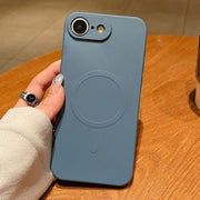 For iPhone 16e Solid Color Liquid Silicone MagSafe Magnetic Phone Case(Lavender Grey)