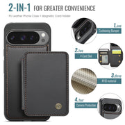 For Google Pixel 9 Pro XL JEEHOOD J05 Business Magnetic Style RFID Leather Phone Case(Black)
