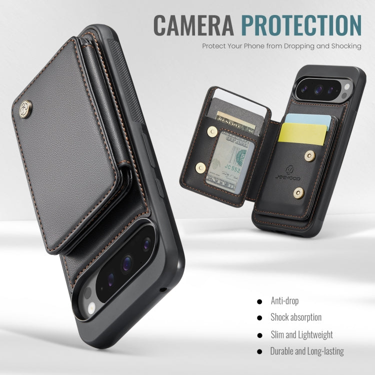 For Google Pixel 9 Pro XL JEEHOOD J05 Business Magnetic Style RFID Leather Phone Case(Black)