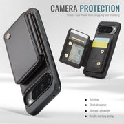 For Google Pixel 9 Pro XL JEEHOOD J05 Business Magnetic Style RFID Leather Phone Case(Black)