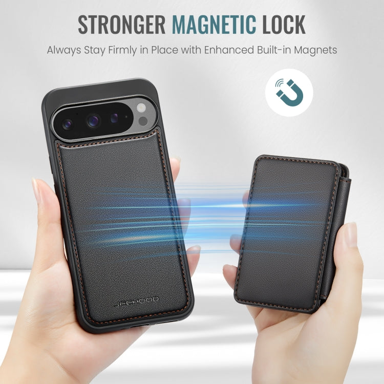 For Google Pixel 9 Pro XL JEEHOOD J05 Business Magnetic Style RFID Leather Phone Case(Black)
