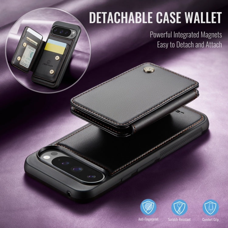 For Google Pixel 9 Pro XL JEEHOOD J05 Business Magnetic Style RFID Leather Phone Case(Black)