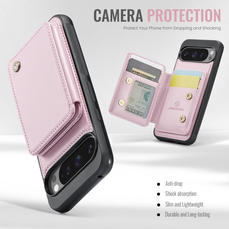 For Google Pixel 9 Pro XL JEEHOOD J05 Business Magnetic Style RFID Leather Phone Case(Pink)