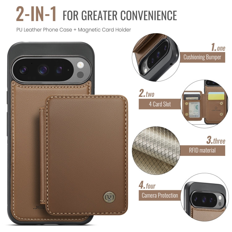For Google Pixel 9 Pro XL JEEHOOD J05 Business Magnetic Style RFID Leather Phone Case(Brown)