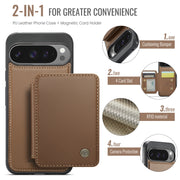 For Google Pixel 9 Pro XL JEEHOOD J05 Business Magnetic Style RFID Leather Phone Case(Brown)