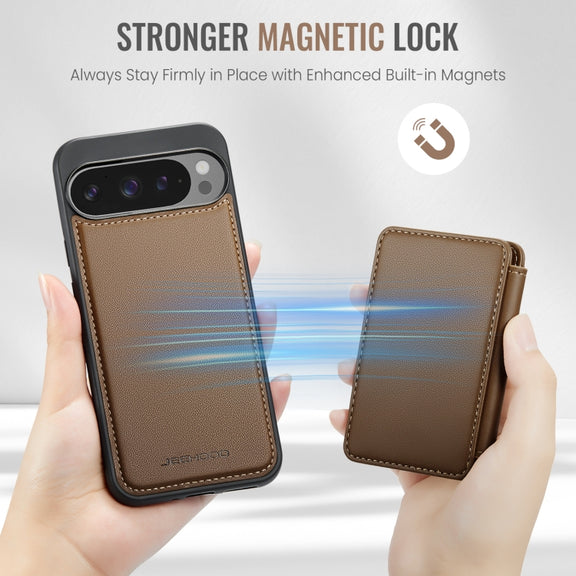 For Google Pixel 9 Pro XL JEEHOOD J05 Business Magnetic Style RFID Leather Phone Case(Brown)