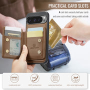 For Google Pixel 9 Pro XL JEEHOOD J05 Business Magnetic Style RFID Leather Phone Case(Brown)