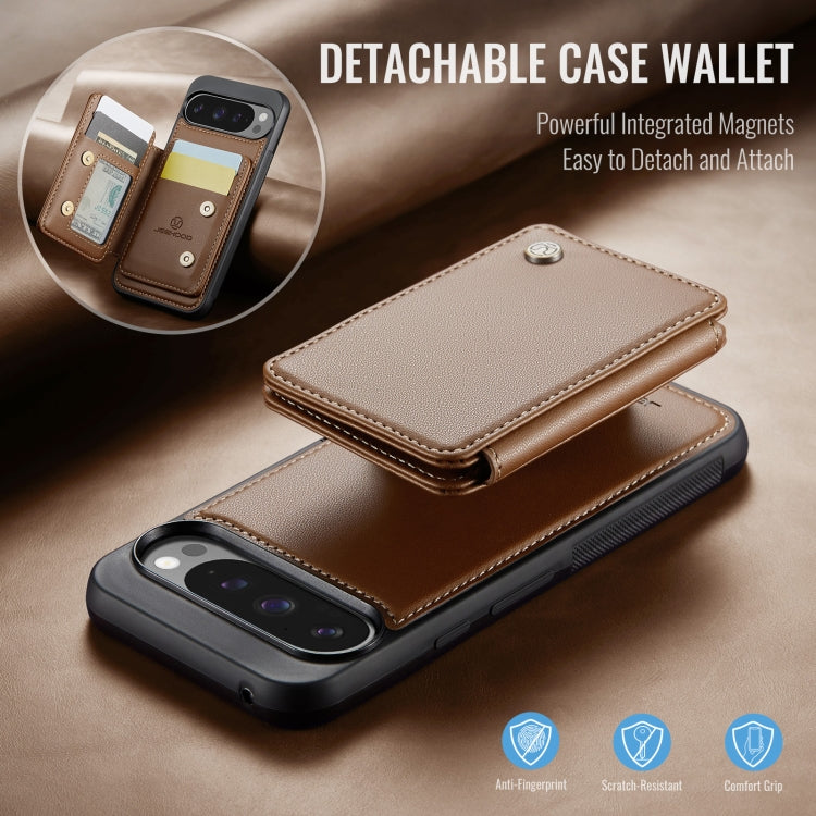 For Google Pixel 9 Pro XL JEEHOOD J05 Business Magnetic Style RFID Leather Phone Case(Brown)