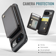 For Google Pixel 9 / 9 Pro JEEHOOD J05 Business Magnetic Style RFID Leather Phone Case(Black)