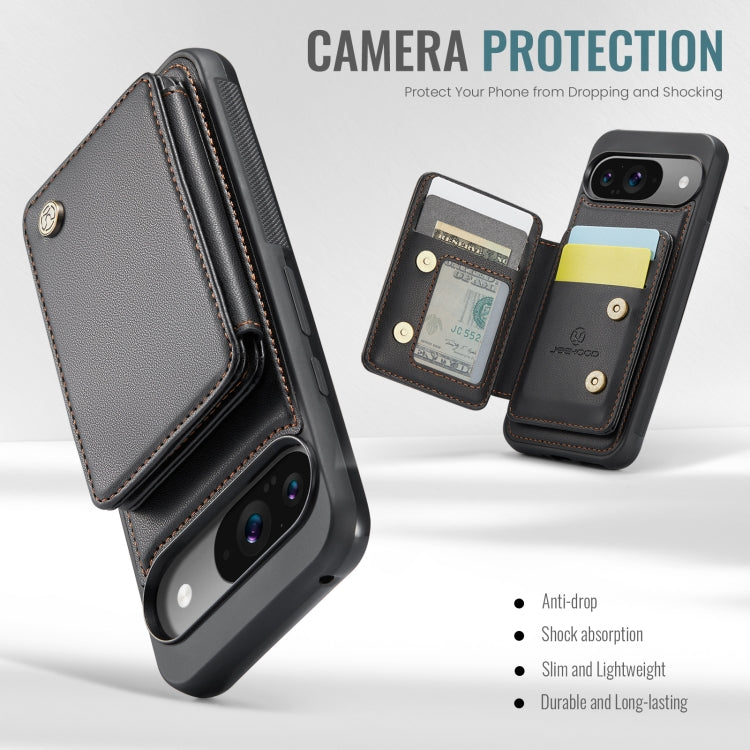 For Google Pixel 9 / 9 Pro JEEHOOD J05 Business Magnetic Style RFID Leather Phone Case(Black)