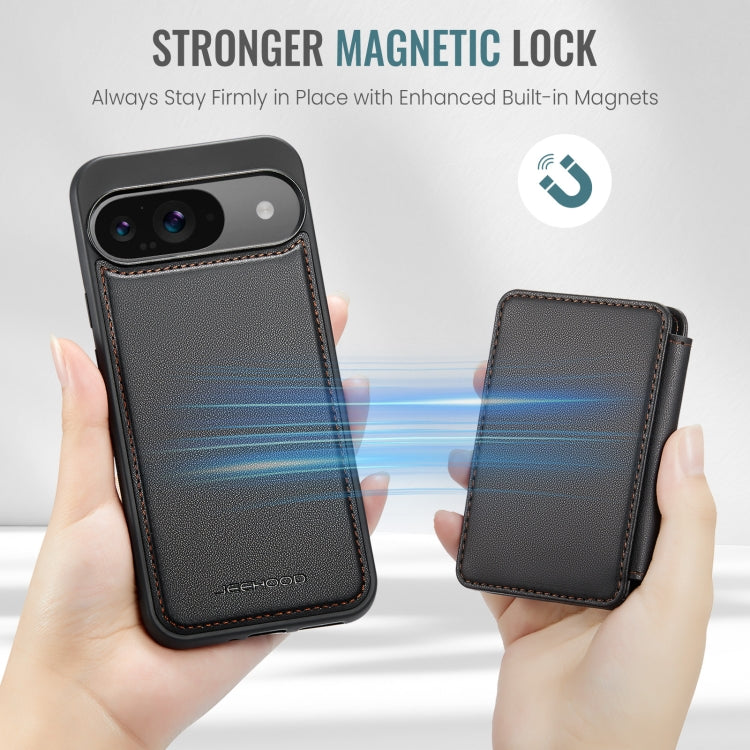 For Google Pixel 9 / 9 Pro JEEHOOD J05 Business Magnetic Style RFID Leather Phone Case(Black)
