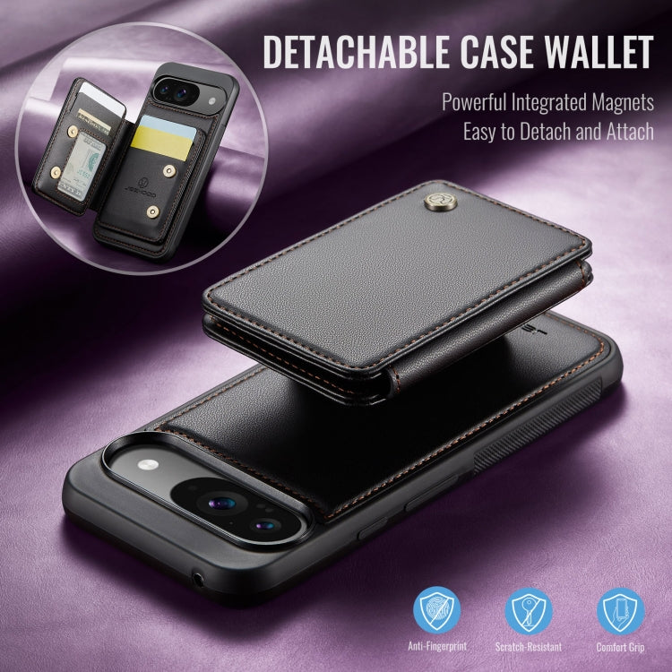 For Google Pixel 9 / 9 Pro JEEHOOD J05 Business Magnetic Style RFID Leather Phone Case(Black)