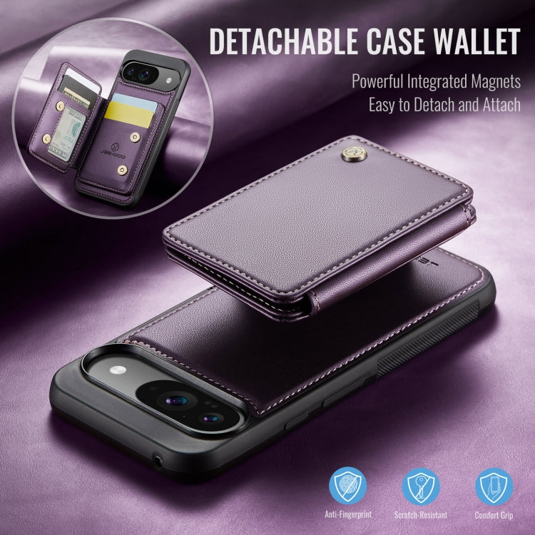 For Google Pixel 9 / 9 Pro JEEHOOD J05 Business Magnetic Style RFID Leather Phone Case(Purple)