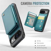 For Google Pixel 9 / 9 Pro JEEHOOD J05 Business Magnetic Style RFID Leather Phone Case(Blue Green)