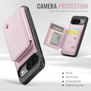 For Google Pixel 9 / 9 Pro JEEHOOD J05 Business Magnetic Style RFID Leather Phone Case(Pink)