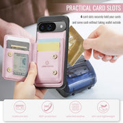 For Google Pixel 9 / 9 Pro JEEHOOD J05 Business Magnetic Style RFID Leather Phone Case(Pink)