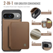 For Google Pixel 9 / 9 Pro JEEHOOD J05 Business Magnetic Style RFID Leather Phone Case(Brown)