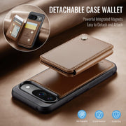 For Google Pixel 9 / 9 Pro JEEHOOD J05 Business Magnetic Style RFID Leather Phone Case(Brown)