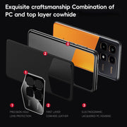 For Redmi K70 / K70 Pro First Layer Cowhide Leather Electroplated PC Phone Case(Orange)